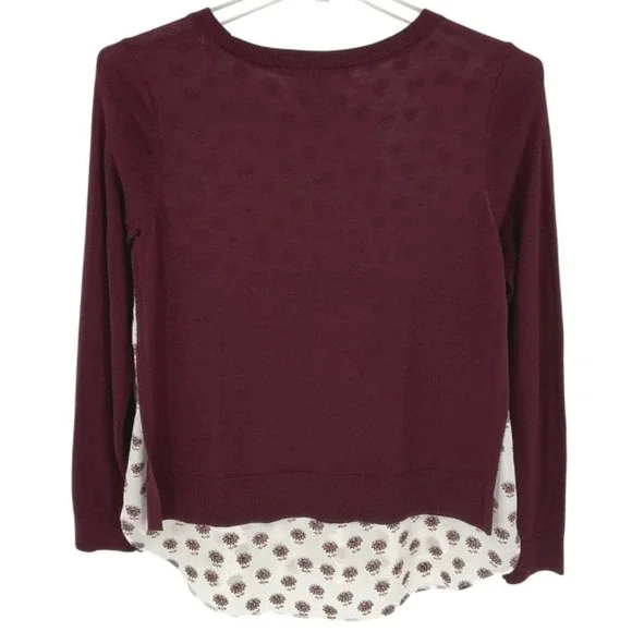 SET of 2 LOFT Women's Floral/Plaid Print Crew Neck Sweaters Knit Layered Look M - Picture 4 of 11